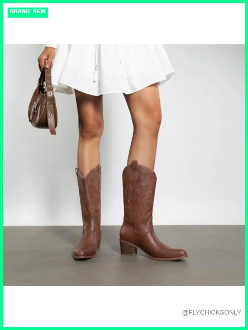 Women's Square Toe Chunky Heel Western Cowboy Booties Slip On Faux Leather